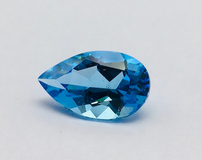 Swiss blue topaz cut stone/ shape pear/ width 9.00mm/ length 15.00mm/ height 6.30mm/ piece 1/ weight 5.75 carat/ price 160.00 usa dollar