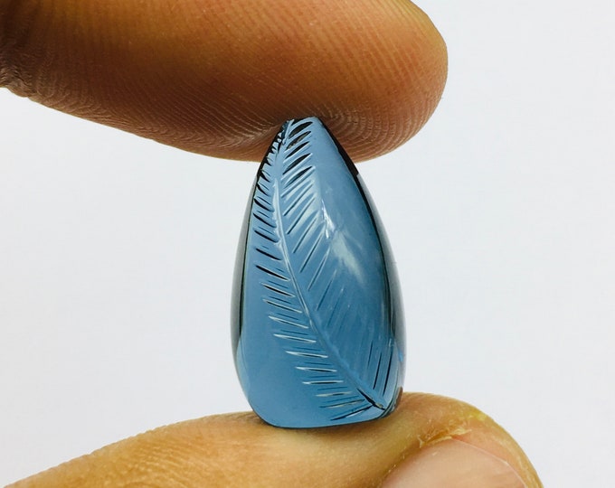Genuine LONDON BLUE TOPAZ/Horn shape/Hand carved fancy shape/Deep blue color gemstone/Loose fancy cut/For designers use/For jewellery makers