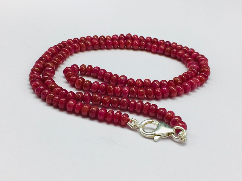 Natural RUBY 4.50MMRondelle shapeGauranteed Natural RubyBeautiful color of RUBYNecklace with 925 sterling silver lobster clasp