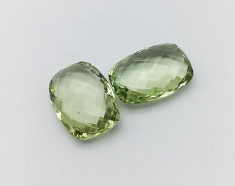 Genuine GREEN AMETHYST/Cushion shape/Width 15MM/Length 20MM/Height 8.50MM/Briolette cut/Faceted Loose Gemstones