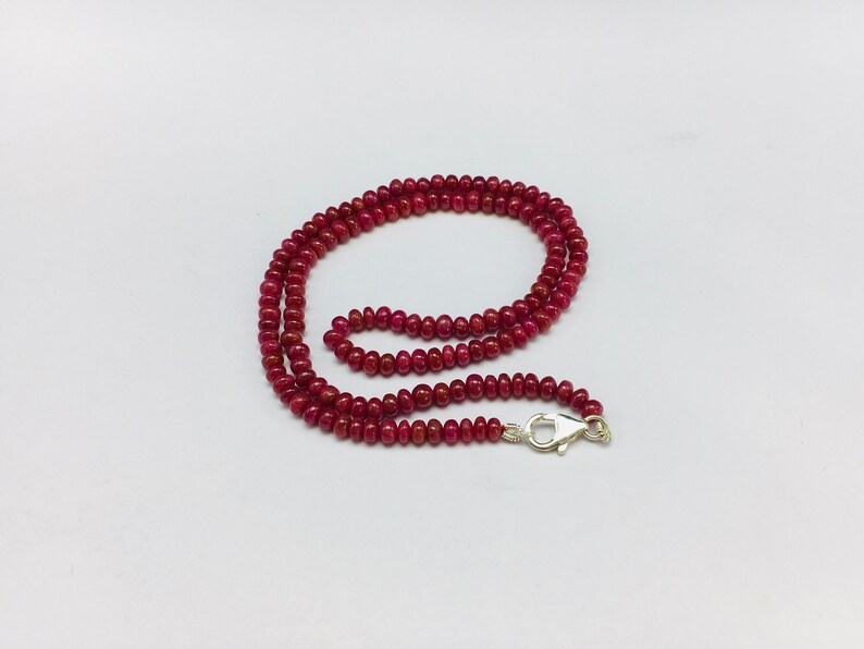 Natural RUBY 4.50MMRondelle shapeGauranteed Natural RubyBeautiful color of RUBYNecklace with 925 sterling silver lobster clasp