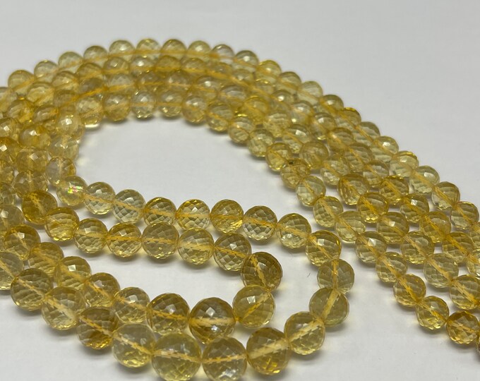 Genuine CITRINE/Faceted/Round beads/Size 6.00MM till 9MM/Wt 452.55 Carats/Outer-10.5 Inch/Gemstone necklace/Citrine necklace/Beaded necklace