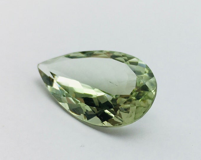 Green amethyst ( prasiolite ) cut stone / width 15.20mm/ length 26.95mm/ height 8.19mm/ weight 16.60 carat/ price 87.00 us dollars/