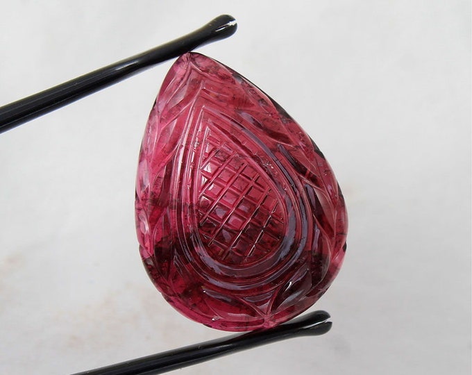 Natural Ruby Lite Earth Mined Very Rare Hand Carved Pear Shape 22x30x10 mmLoose Gemstone Cabochon, Gemstone Supplier -1Pc