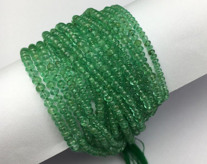 Natural EMERALD/Smooth rondelle/Approx. 2.50MM till 3.50MM/Beautiful deep green color/Genuine Emerald beads/Attractive Emerald beads/Rare