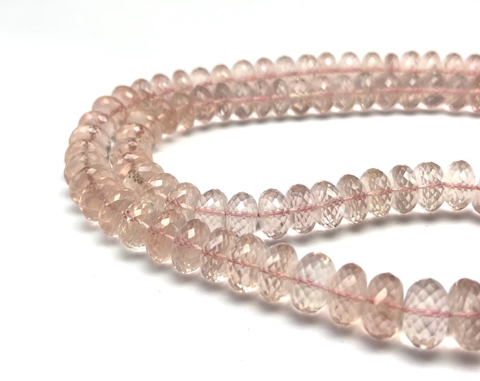 Natural Rose Quartz/Micro faceted/Approx. 9MM till 12MM/Beautiful pink necklace/With 925 sterling silver handmade clasp/Gemstone necklace