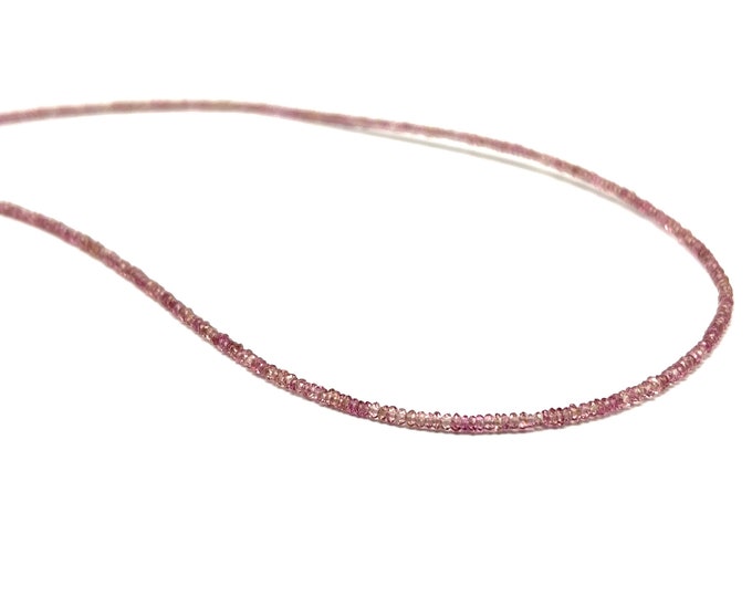 Natural PINK TOURMALINE/Rondelle shape bead /Gemstone necklace/Natural Tourmaline gemstone/With 925 sterling silver clasp