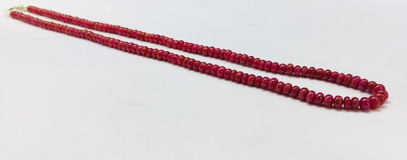 Natural RUBY 4.50MMRondelle shapeGauranteed Natural RubyBeautiful color of RUBYNecklace with 925 sterling silver lobster clasp