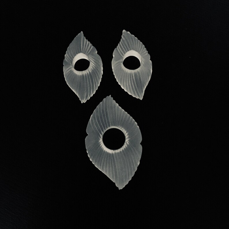Natural ROCK CRYSTAL/Hand carved 3 shops peices set/Frosted/Top quality gemstone/Loose gemstones/Fancy hand carving/For designers use/For jeweller