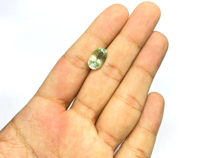 Natural GREEN BYREIL ( AQUAMARINE )/Oval shape/Approx. 9.40x15MM/Beautiful green color natural gemstone/Loose gemstone/Rare gemstone