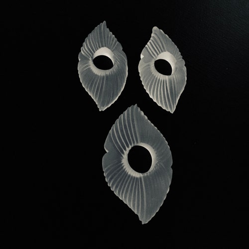 Natural ROCK CRYSTAL/Hand carved 3 shops peices set/Frosted/Top quality gemstone/Loose gemstones/Fancy hand carving/For designers use/For jeweller