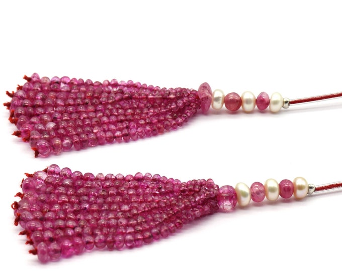 Natural Burmese dyed RUBY/Smooth rondelle/Size 3MM till 5MM/Beautiful deep red color/Length 3 inches/Gemstone tassels/Unique tassels/Rare