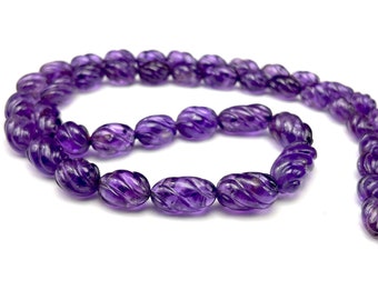 Natural AMETHYST/Hand carved/Tumble/5MM till 9.50MM/268.00 Carats/22"/300.00 Dollars/Beautiful purple color beads/Gemstone necklace