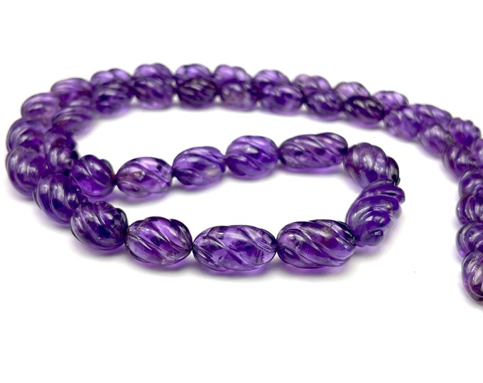 Natural AMETHYST/Hand carved/Tumble/5MM till 9.50MM/268.00 Carats/22"/300.00 Dollars/Beautiful purple color beads/Gemstone necklace