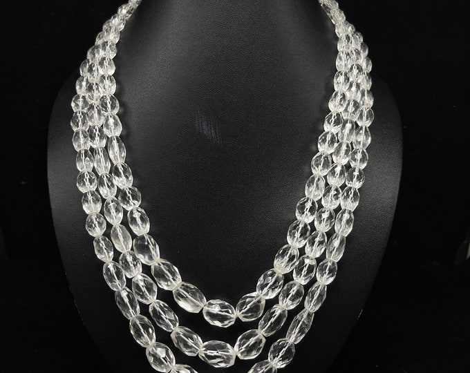 Natural ROCK CRYSTAL/Handcarved /7MM till 12MM/929.00 Carats/1222.00 DOllars/quartz necklace/Gemstone necklace/Rock crystal carved beads