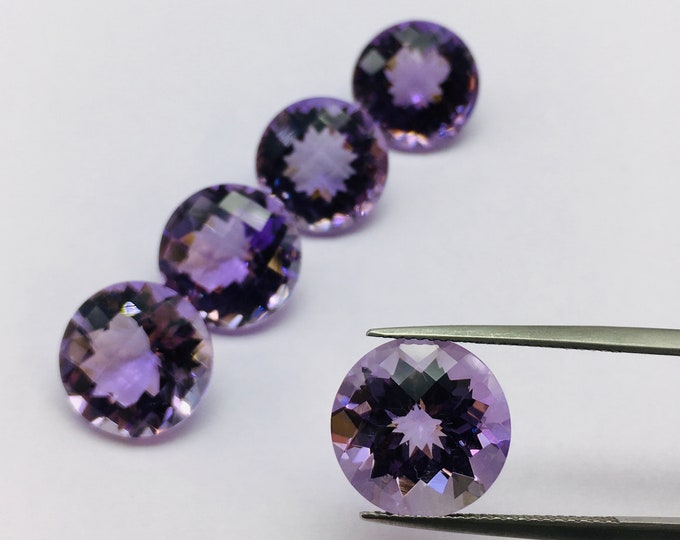 13 mm ROUND 5 Pieces 34.20 Carats Top Quality AMETHYST CHAKERCUT Gemstones Lot, Natural Gemstones, For Jewelry Makers, Back Point Gemstones