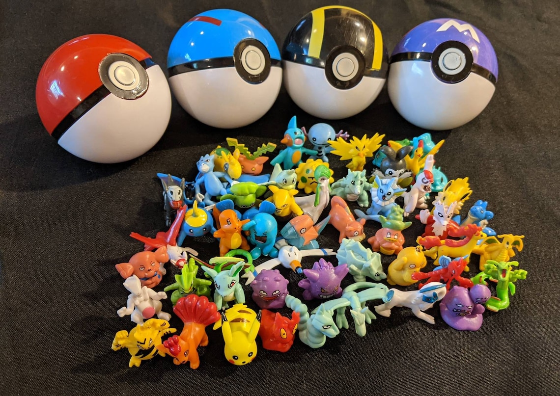 4 Pack of Pokeballs with Small Pokemon Figures Inside Ships Etsy
