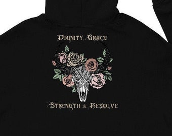 Black "Dignity, Grace, Strength & Resolve" Cropped Hoodie