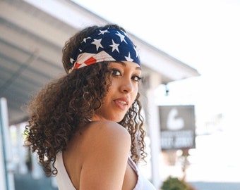 American Flag Ragstyle Headband