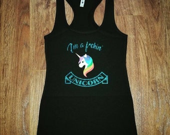 Black "I'm a Unicorn" - Racerback Tank