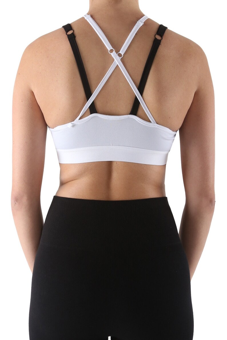 Black Sports Bra w/ White Mesh Covering image 3