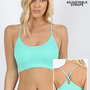 Cross-Back Seamless Mint Sports Bra image 2