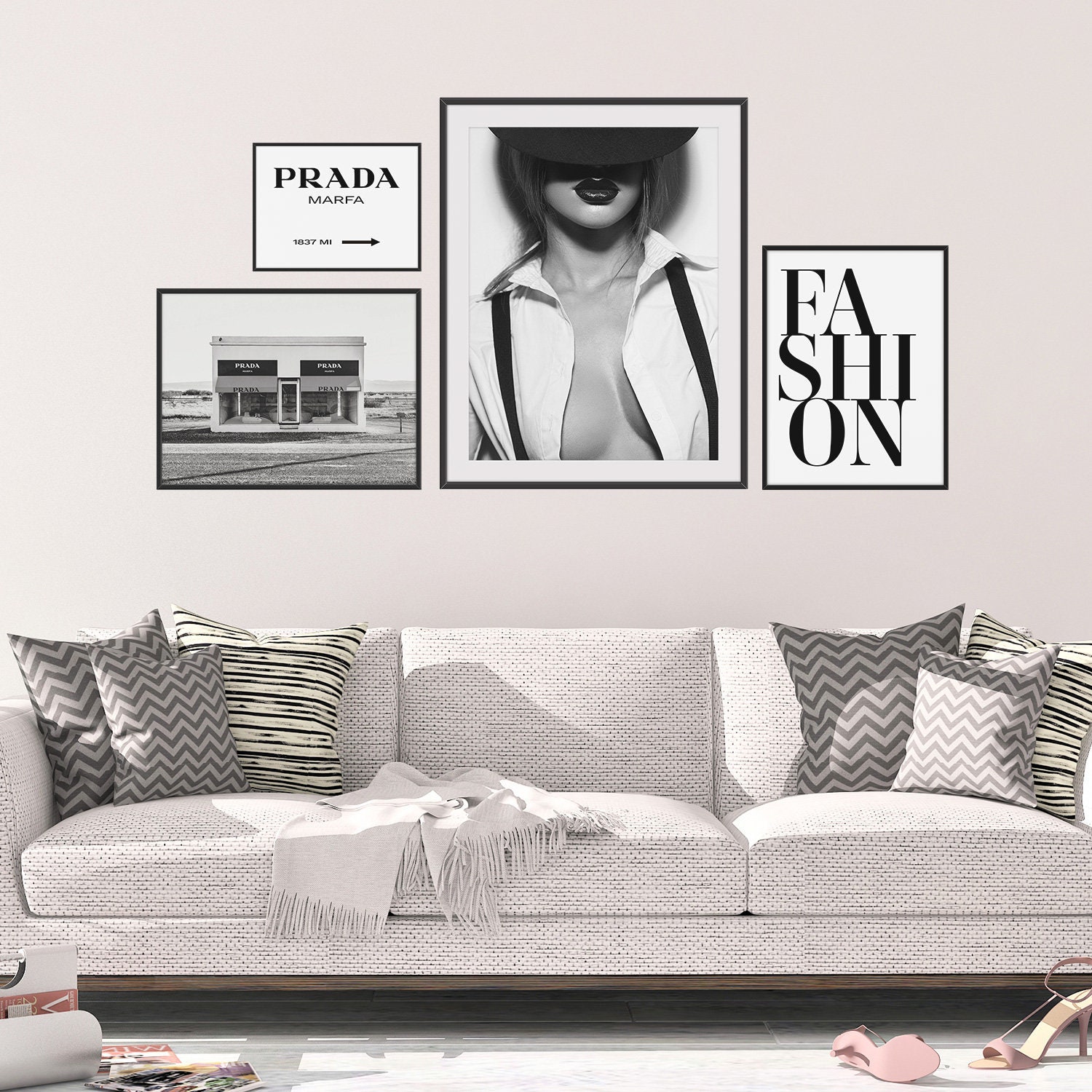 Fashion Wall Art Set Black and White Gallery Wall Set Set of | Etsy