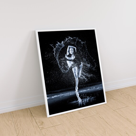 Black And White Dance Wall Art Dancing In The Water Art Etsy