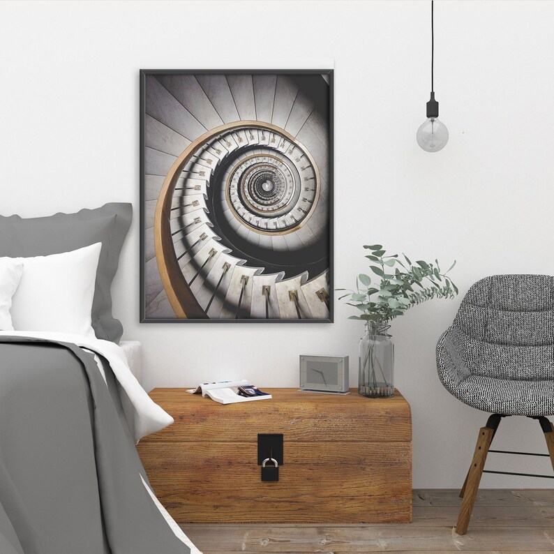 Spiral Staircase Wall Art Architecture Print Gray And Image 0