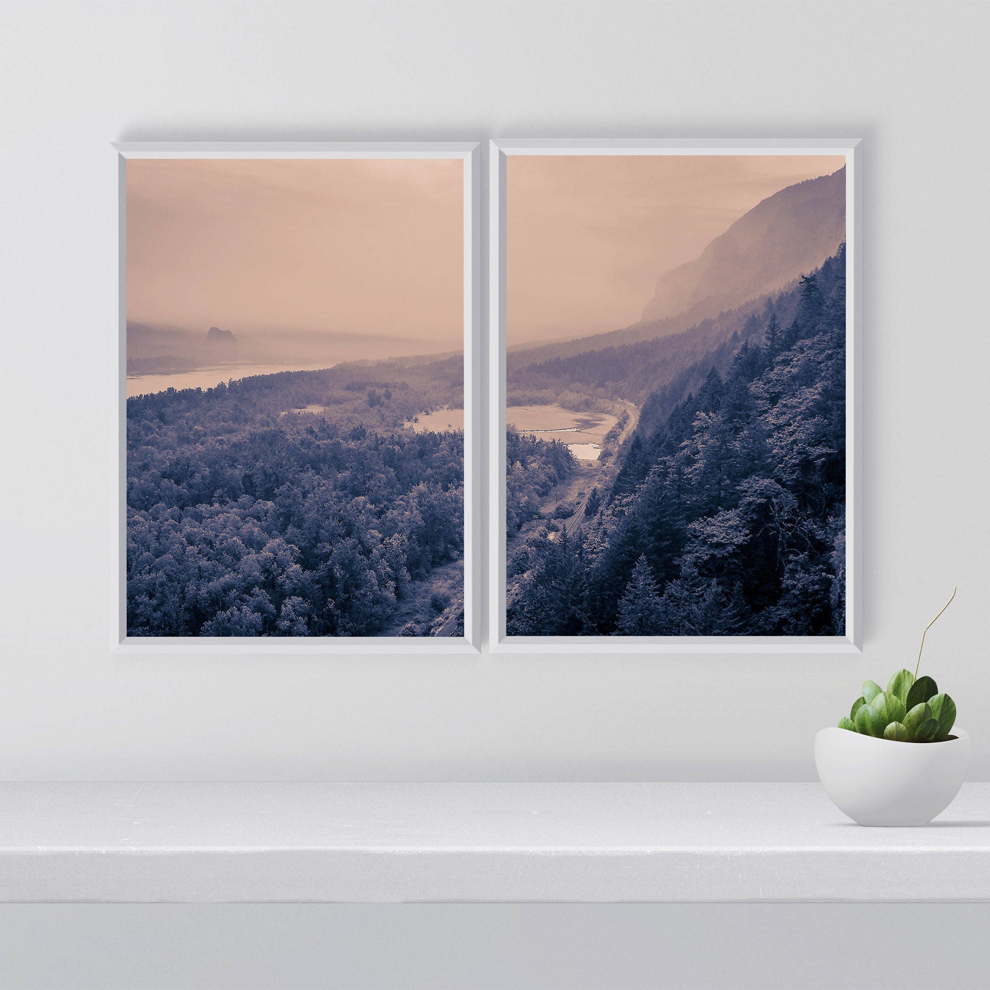 Blush and gray wall art set Set of 2 wall arts Multi Panel Etsy