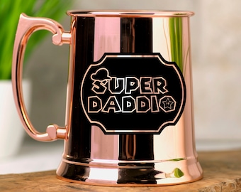 SUPER DADDIO Mug Gamer Dad Fun Gift Personalized Fathers Day Gift Beer Stein Gift for Dad / Funny Dad Mug