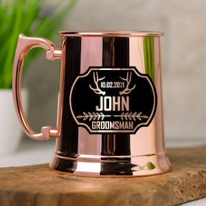 Gift For Groomsman Personalized Groomsmen Gift Mug Custom Engraved Mug Best Man Gift Beer Stein Pure Copper Cup Beer Mug Stainless Steel Cup