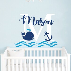 Boys Name Wall Decal Whale Wall Decal Nursery Baby Boy Etsy