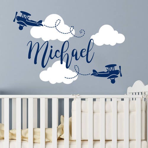 Vintage Airplane Wall Decals Baby Boy Nursery Wall Decor Air Etsy