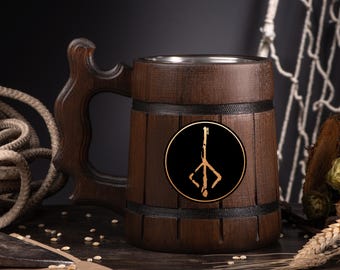 Jarra de madera de Bloodborne con la marca del cazador, jarra de cerveza personalizada, regalo de Navidad para el mejor amigo gamer