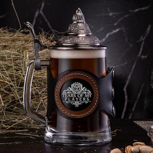 Tears Of My Players Beer Stein with Lid DM Gift Dnd Personalized Glass D&D Mug Christmas Gift for Dungeon Master Dungeon and Dragons