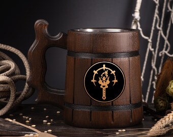 Jarra de madera de Darkest Dungeon, jarra de cerveza personalizada, regalo de Navidad para el mejor amigo gamer
