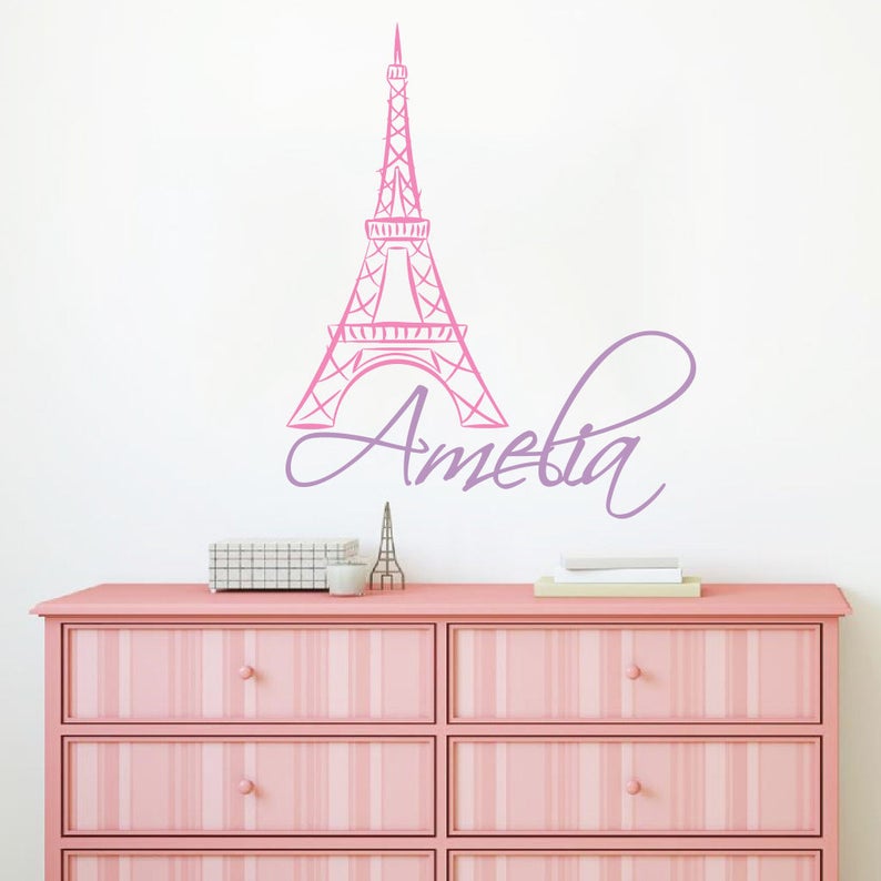 Wall Decal Name. Eiffel Tower Girls Name Decal. Girl Wall Etsy