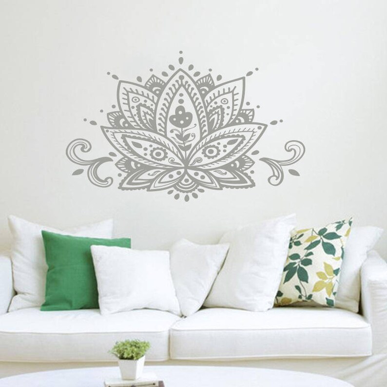 Lotus Flower Wall Decal Vinyl Sticker Boho Bohemian Decor Etsy