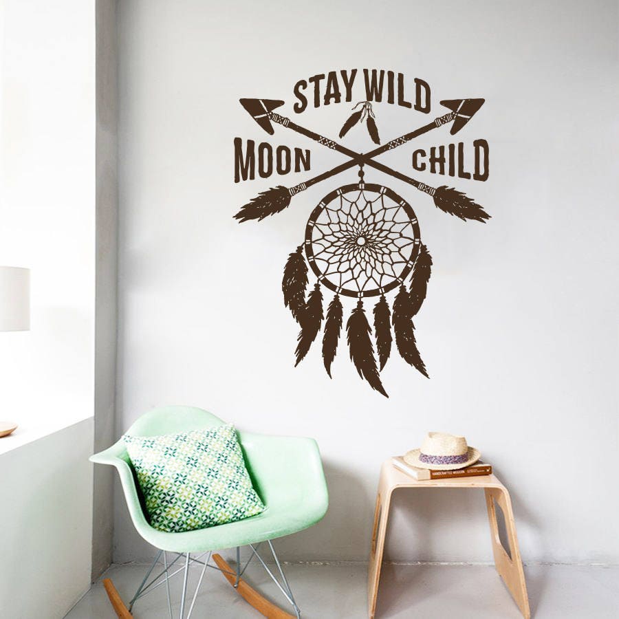Stay Wild Moon Child Wall Decal Dream Catcher Arrow Feather Zoom