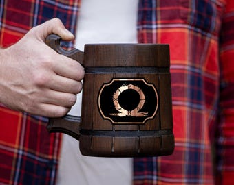 Jarra de madera de God of War, jarra de cerveza personalizada, regalo de Navidad personalizado para tu mejor amigo gamer