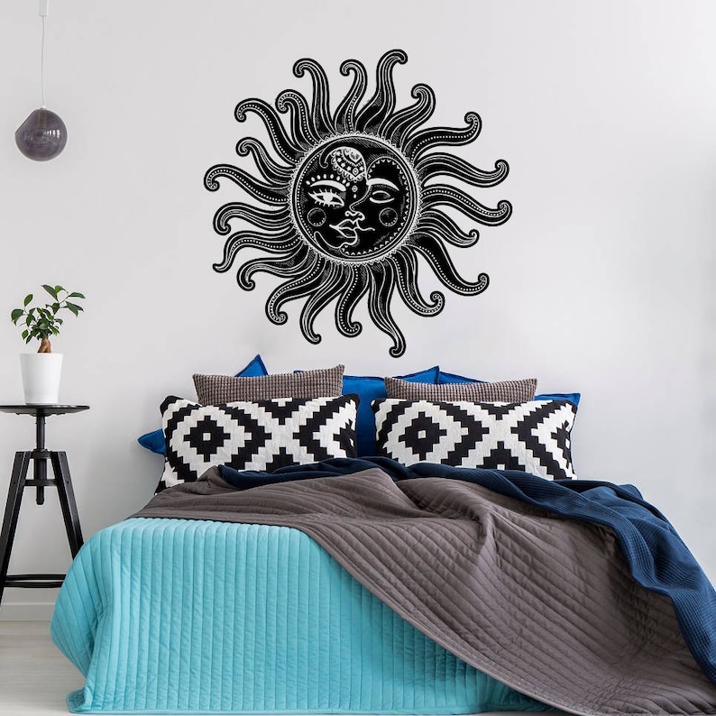 Sun and Moon Wall Decal Vinyl Sticker Sun Moon Dual Ethnic Etsy