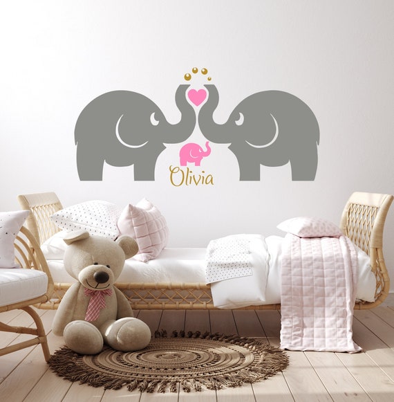 Personalized Elephant Wall Decal Nursery Decor 