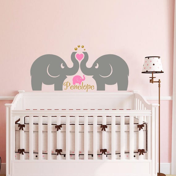 Wall Decal Name Elephant Wall Sticker Vinyl Nursery Etsy