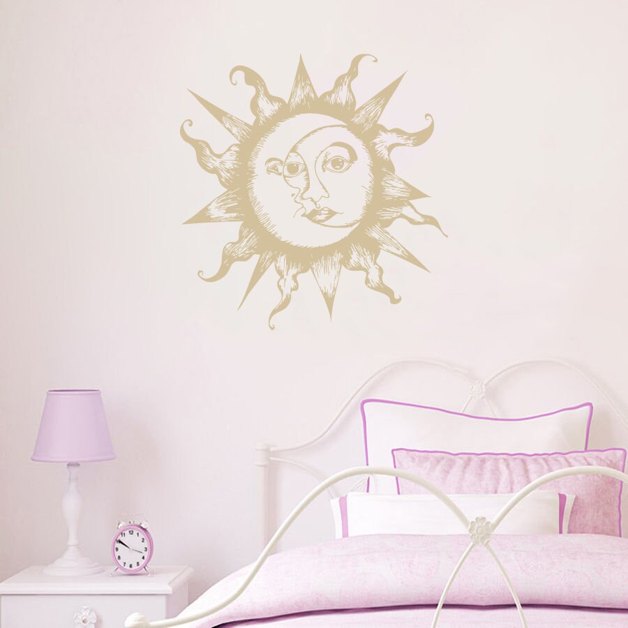 Sun And Moon Wall Decal Vinyl Sticker Sun Moon Dual Ethnic Etsy