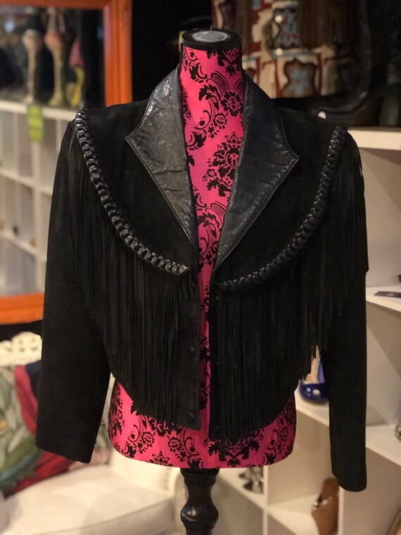 Vintage leather and suede fringed jacket