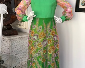 Vintage seventies maxi hostess dress