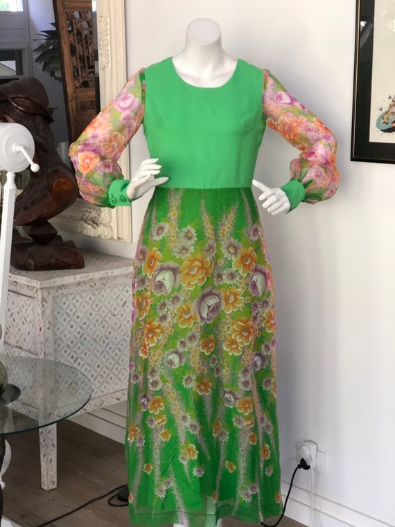 Vintage seventies maxi hostess dress