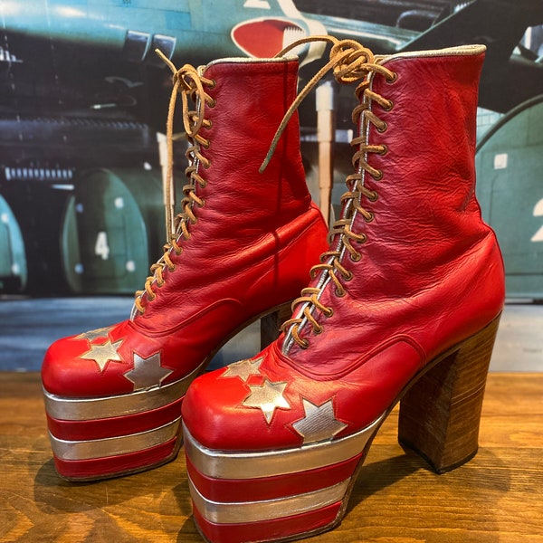 70,s Vintage Rock Star Bowie Stacked Platform Boots SOLD to Cortnie - Do not buy