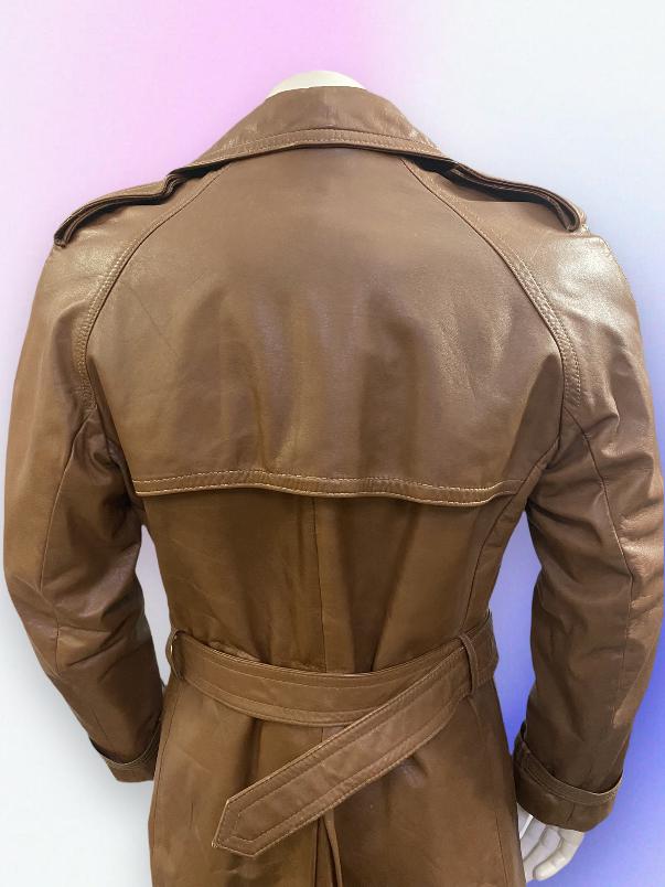 英国製 60s vintage レザーロングトレンチコート 古着 レザーコート トレンチコート ロングコート レディース 本革